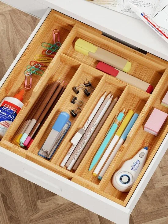 Bamboo Expandable Drawer Organizer, 5-7 Slots Kitchen Drawer Organizer, Adjustab - Picture 7 of 7